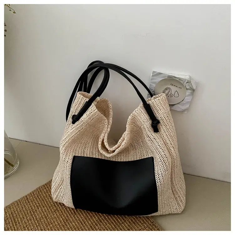 Ins Vintage Woven Tote Bag Shoulder Bag Large Capacity — feature 22