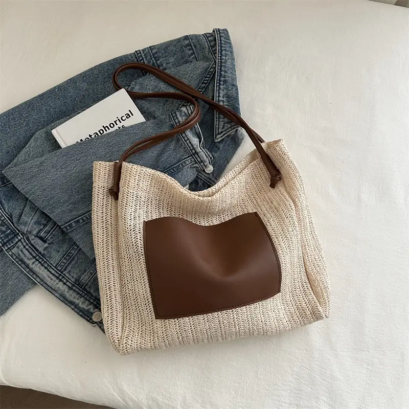 Ins Vintage Woven Tote Bag Shoulder Bag Large Capacity - Image 2