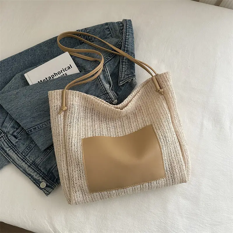 Ins Vintage Woven Tote Bag Shoulder Bag Large Capacity - Image 3