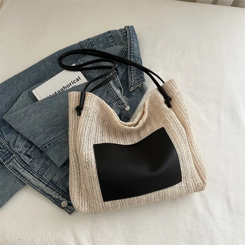 Ins Vintage Woven Tote Bag Shoulder Bag Large Capacity - Image 4