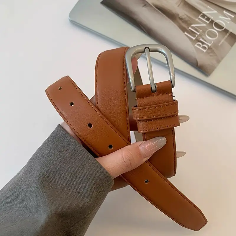 Black Leather Belt with Silver Buckle for Women — feature 8