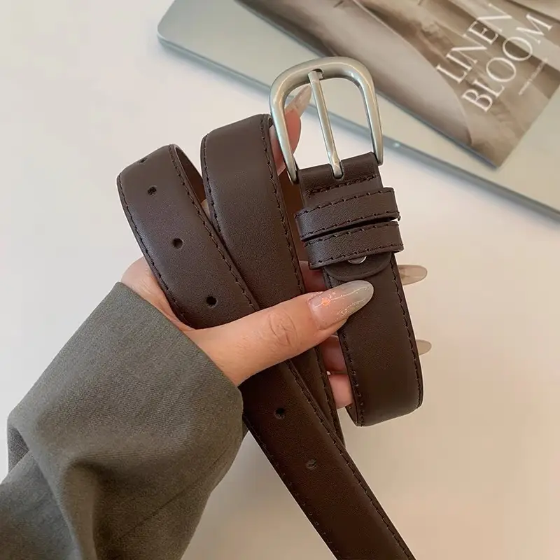 Black Leather Belt with Silver Buckle for Women — feature 9