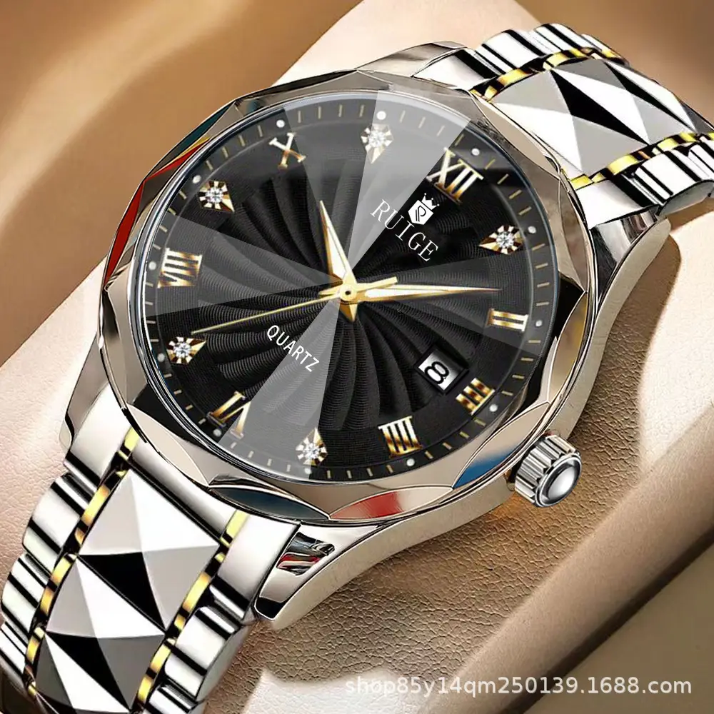 2024 New Ruige Watch Silver Gold Dial Quartz for Men - Image 3