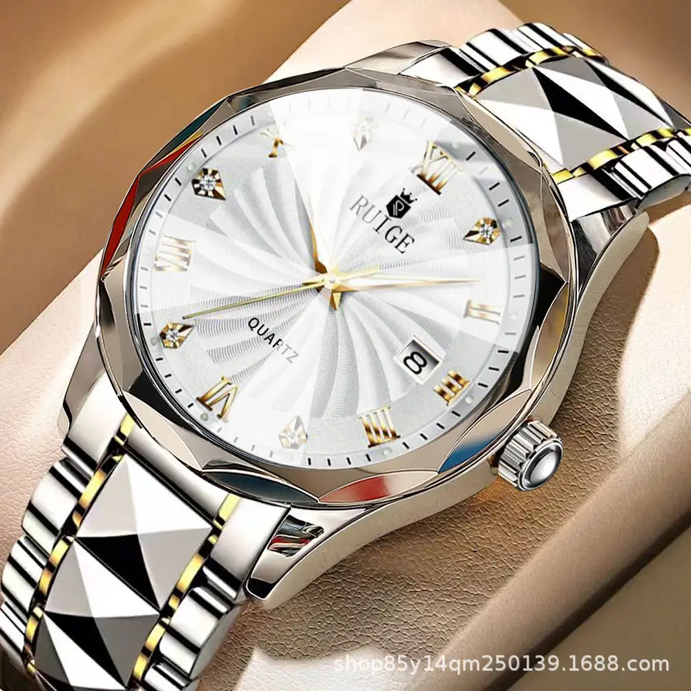 2024 New Ruige Watch Silver Gold Dial Quartz for Men - Image 4