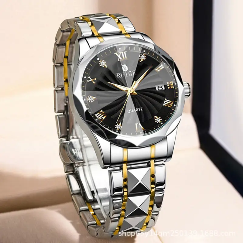 2024 New Ruige Watch Silver Gold Dial Quartz for Men - Image 6