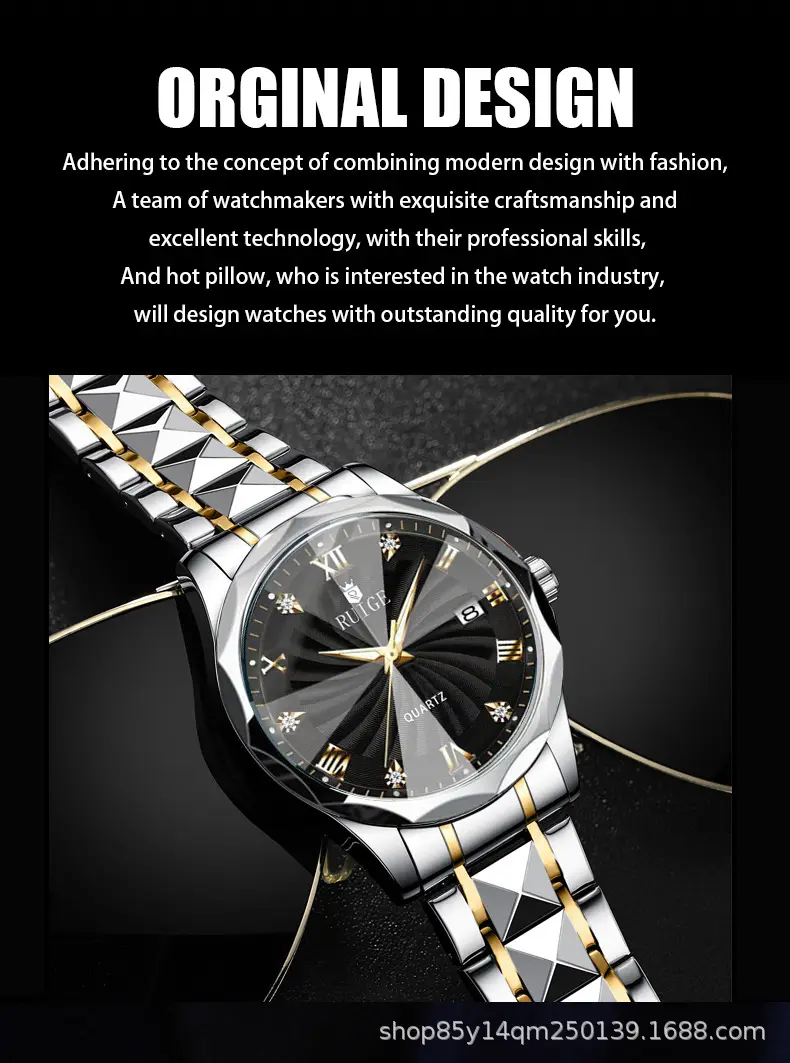 2024 New Ruige Watch Silver Gold Dial Quartz for Men — feature 4