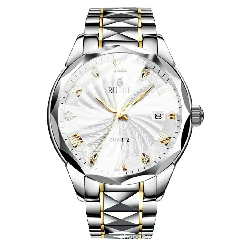 2024 New Ruige Watch Silver Gold Dial Quartz for Men - Image 2