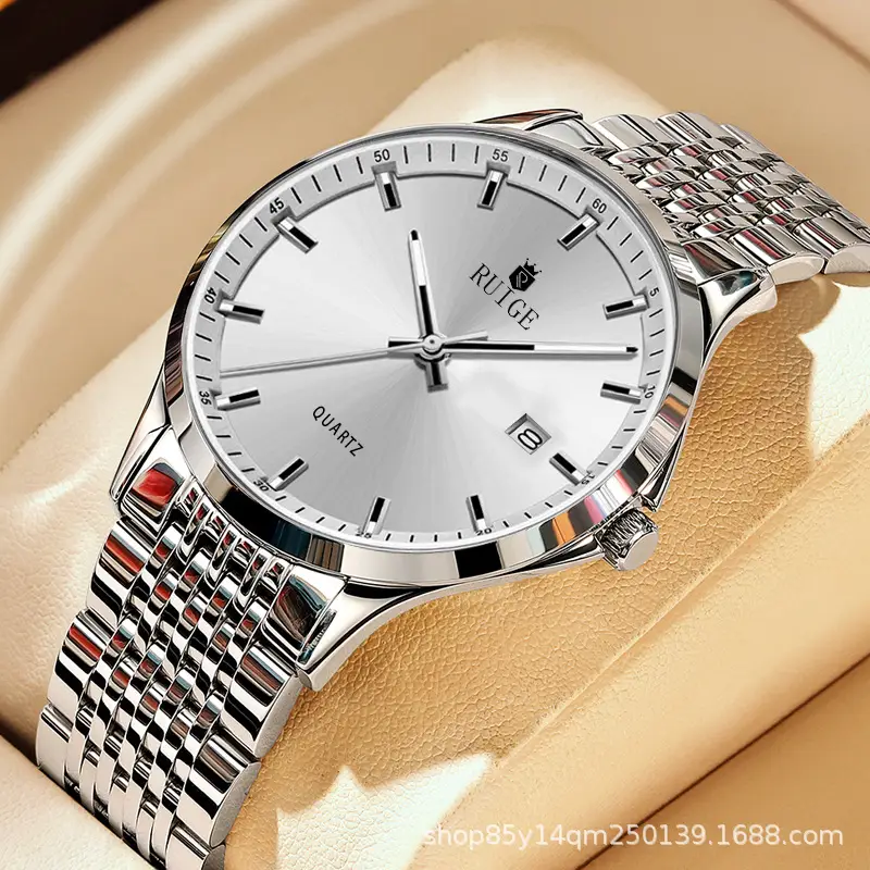Ruige Men's Quartz Watch Silver Band 144mm - Image 3