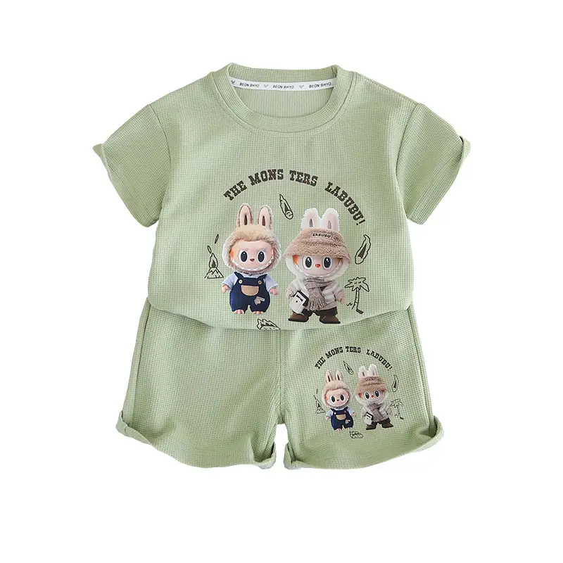 Kids Green Short Sleeve T-Shirt & Shorts Set - Image 5