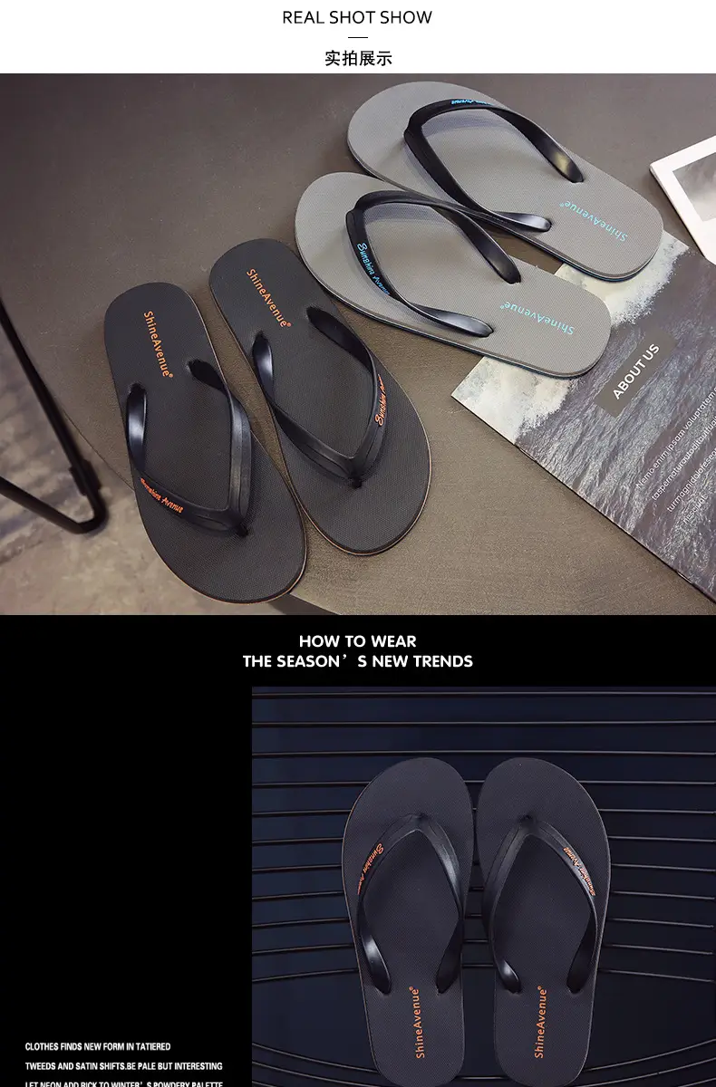 Summer fashion students casual outdoor wear seaside holiday non-slip home waterproof soft bottom simple wholesale flip-flops — feature 7
