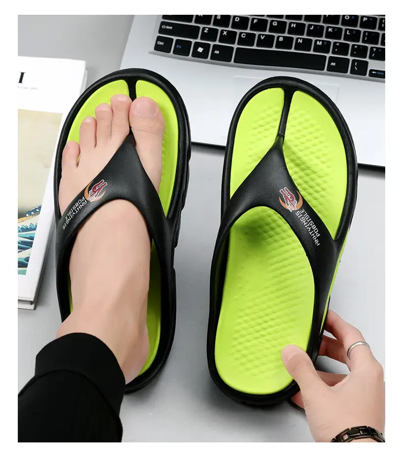 Summer Thick Sole Slip-resistant Anti-slip Flip-flops Men's Outer Wear Clip-legged EVA Slippers Couple's Personalized Beach Sandals for Men — feature 3