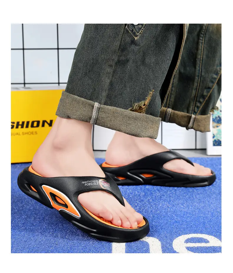 Summer Thick Sole Slip-resistant Anti-slip Flip-flops Men's Outer Wear Clip-legged EVA Slippers Couple's Personalized Beach Sandals for Men — feature 9