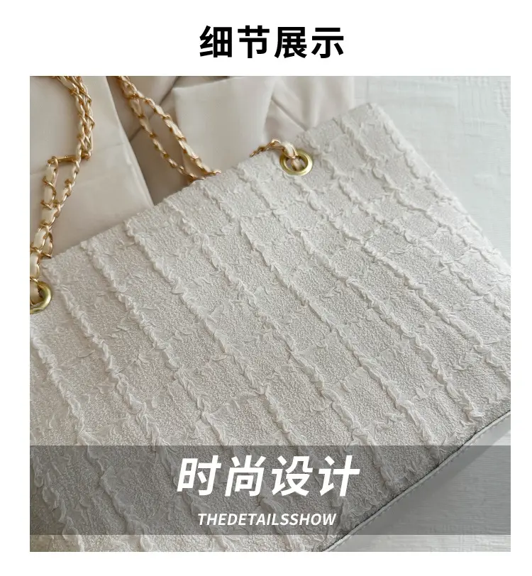 White Lace Chain Tote Bag for Women Spring Summer — feature 3