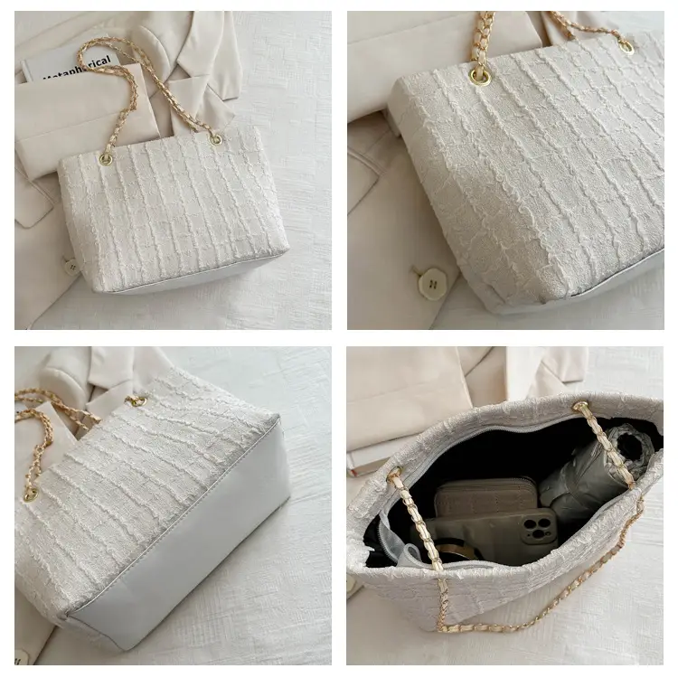 White Lace Chain Tote Bag for Women Spring Summer — feature 8
