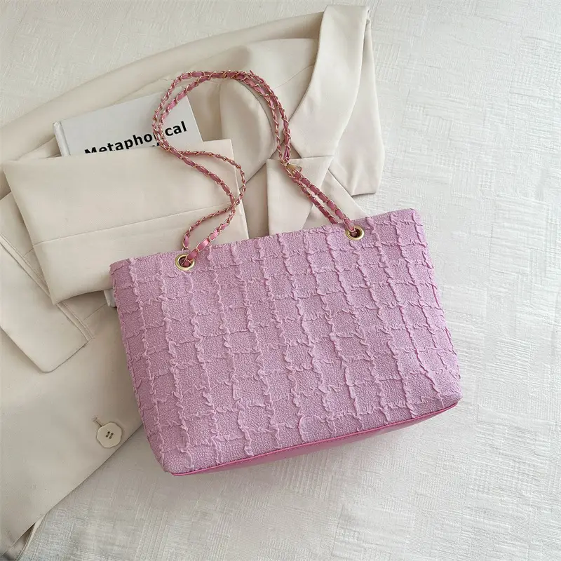 White Lace Chain Tote Bag for Women Spring Summer - Image 3