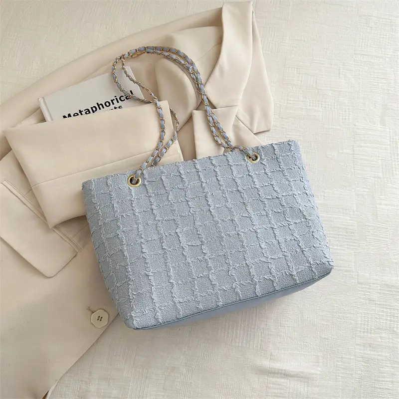 White Lace Chain Tote Bag for Women Spring Summer - Image 4