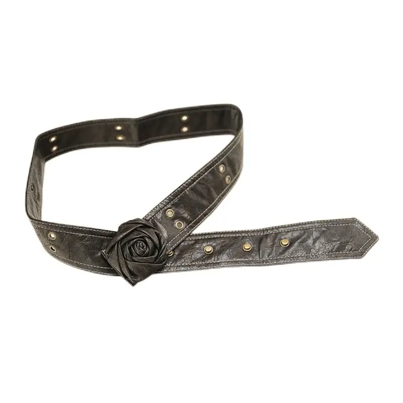 Women's Vintage Rose Belt with Rose Detail - Image 6