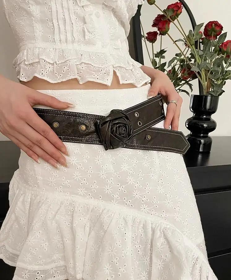 Women's Vintage Rose Belt with Rose Detail — feature 11