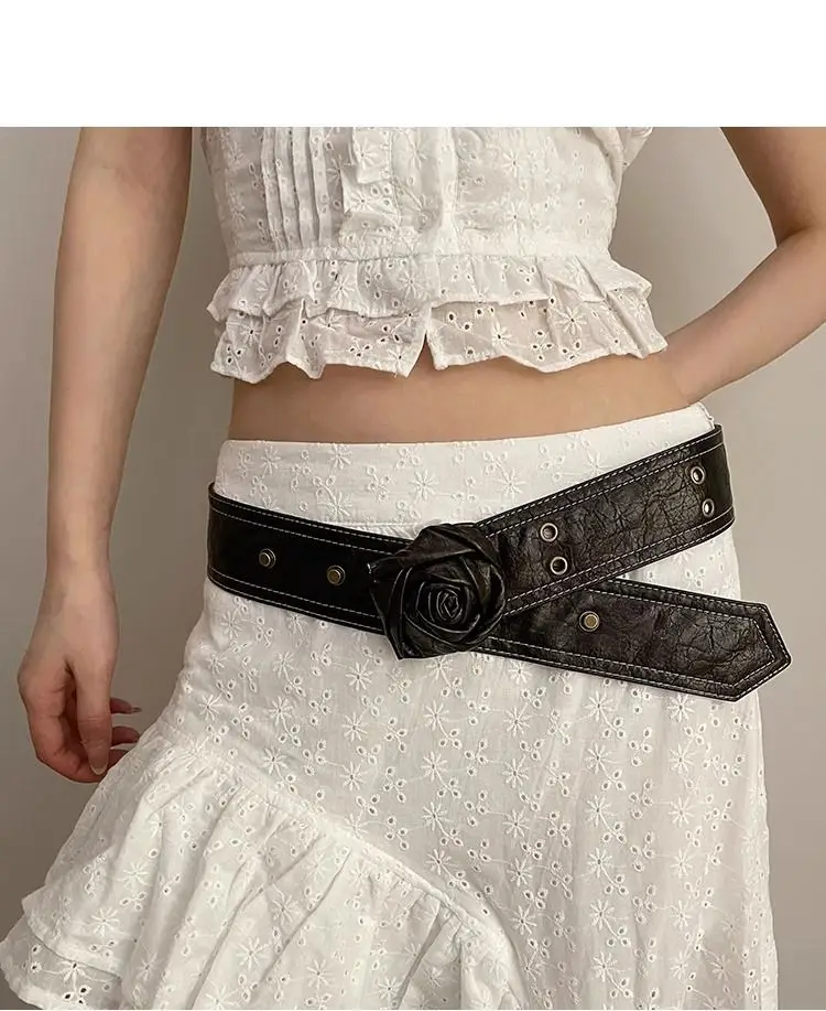 Women's Vintage Rose Belt with Rose Detail — feature 12