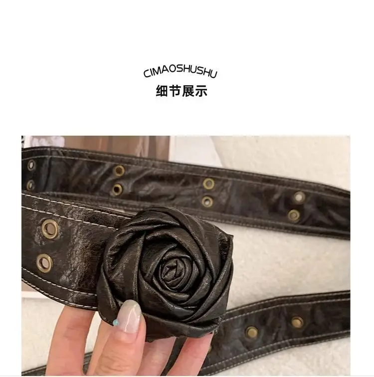 Women's Vintage Rose Belt with Rose Detail — feature 13