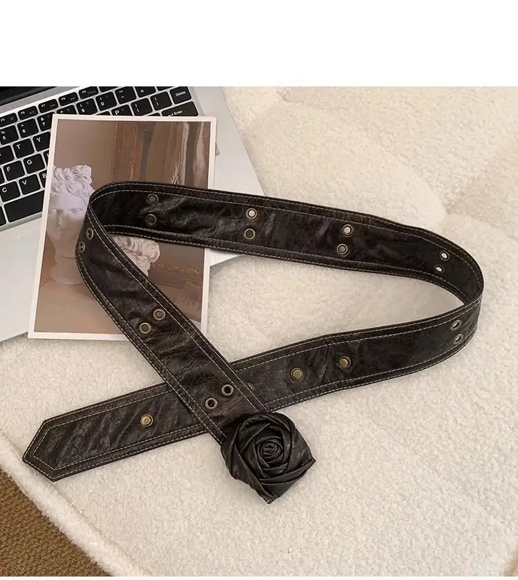 Women's Vintage Rose Belt with Rose Detail — feature 14