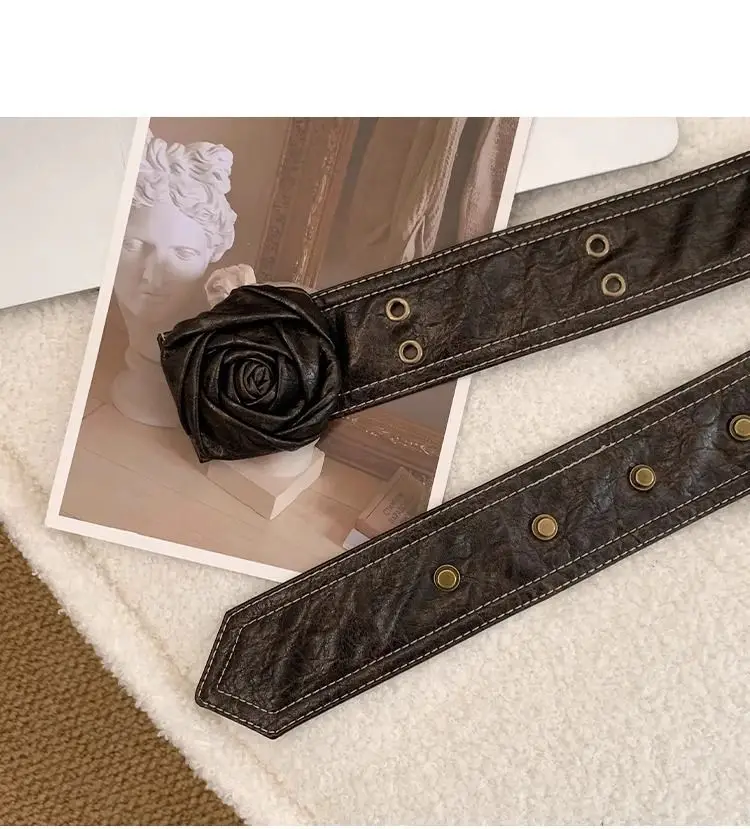 Women's Vintage Rose Belt with Rose Detail — feature 15