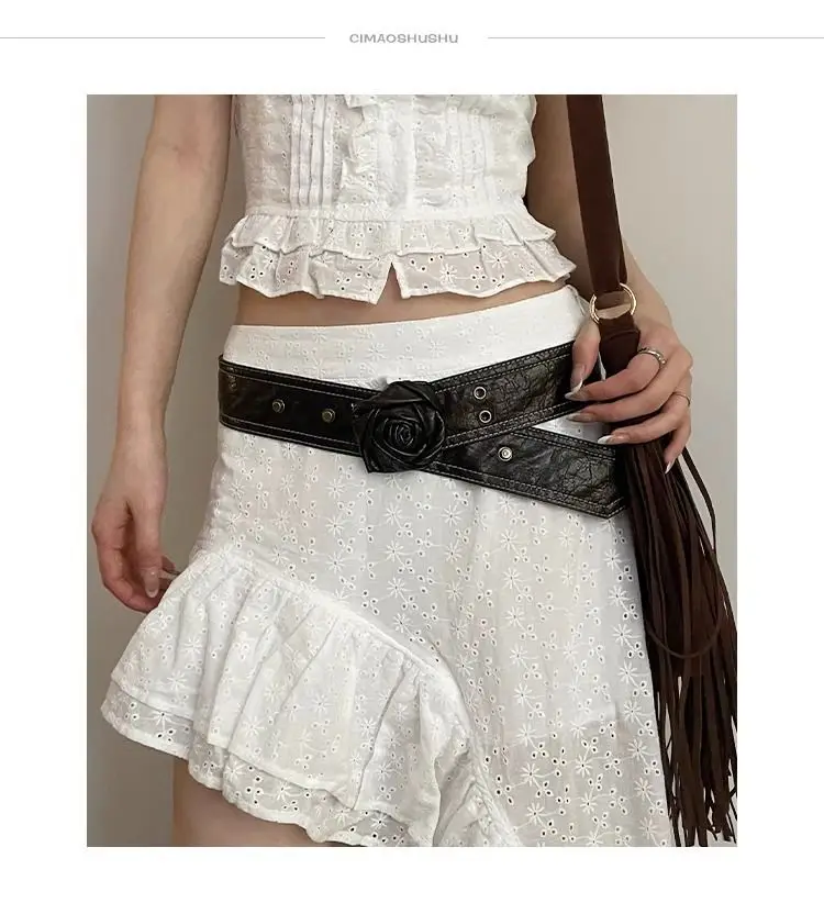 Women's Vintage Rose Belt with Rose Detail — feature 2