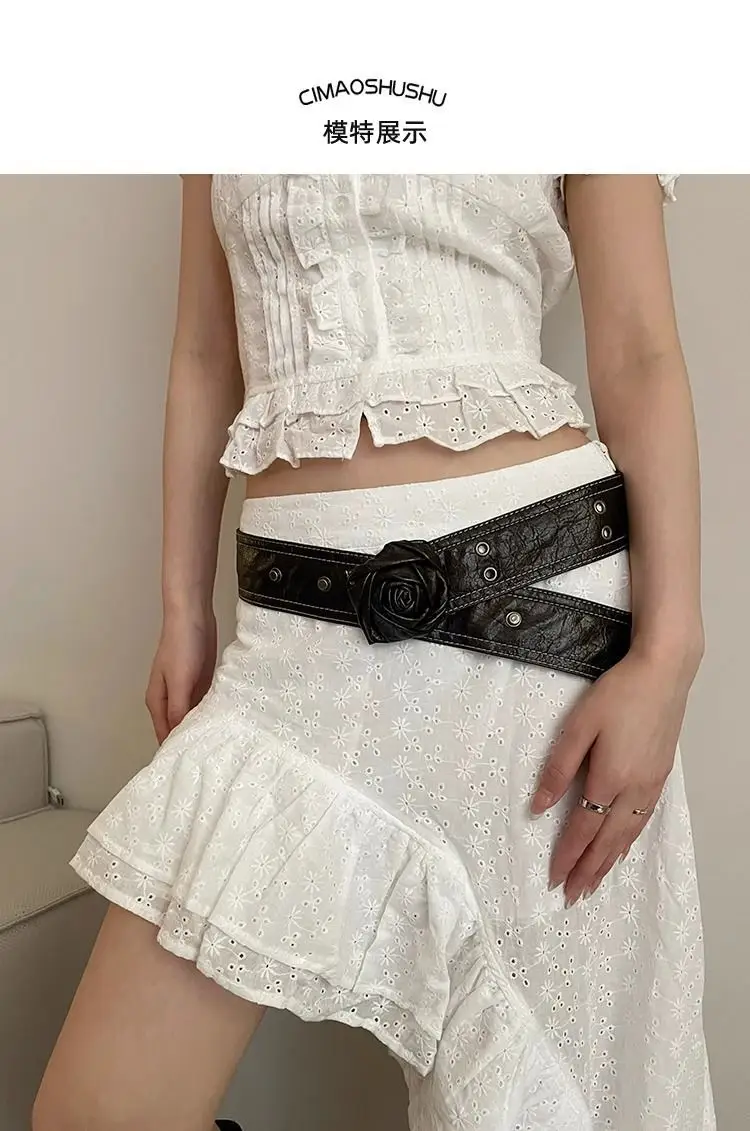Women's Vintage Rose Belt with Rose Detail — feature 5
