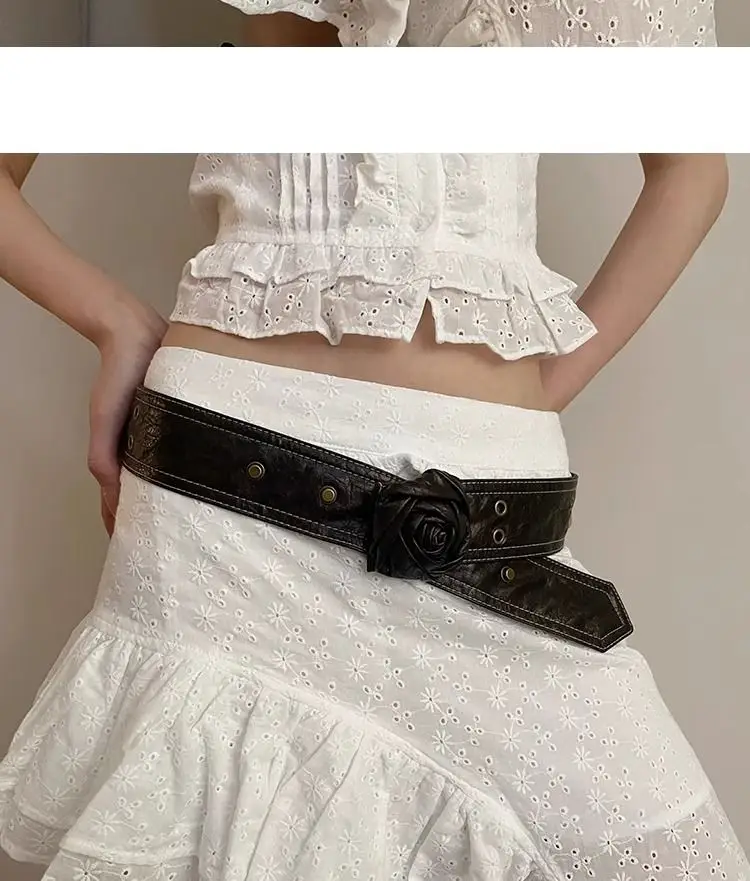 Women's Vintage Rose Belt with Rose Detail — feature 7