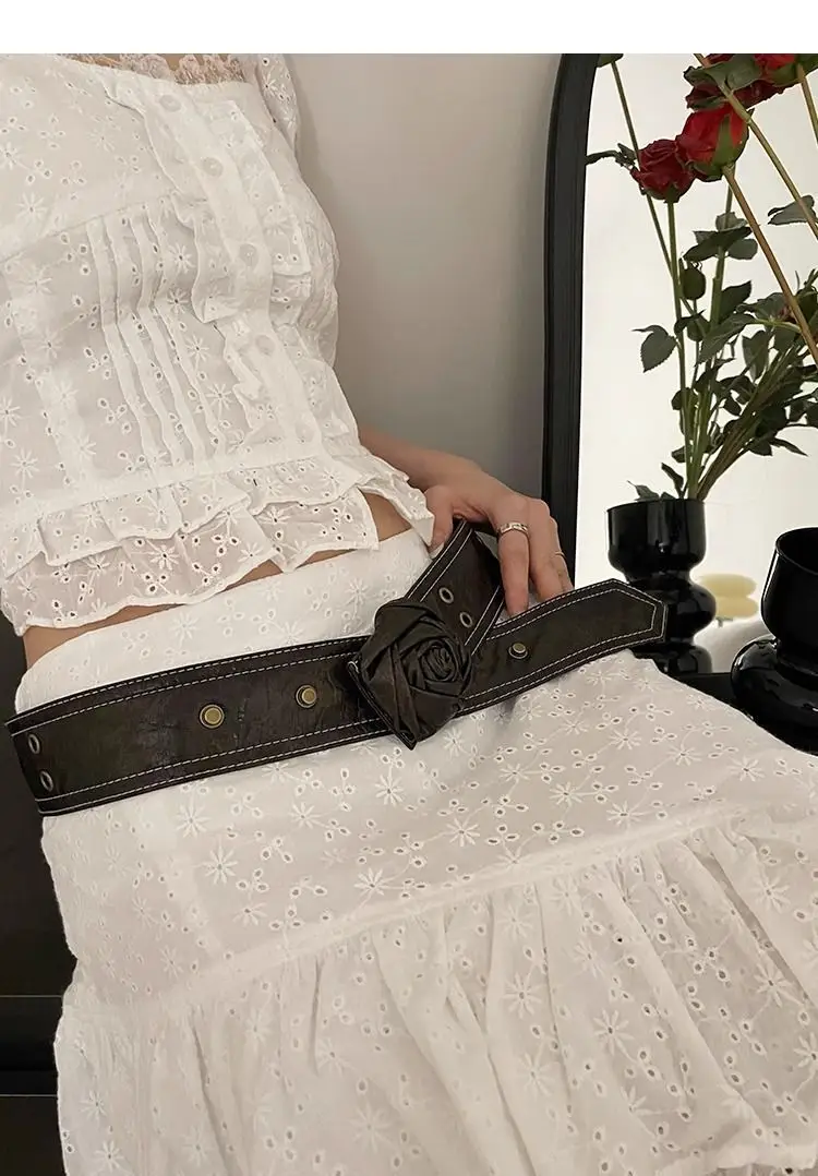 Women's Vintage Rose Belt with Rose Detail — feature 9
