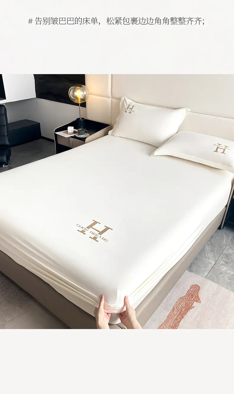New Style Single-Layer Waterproof Cotton Mattress Cover, Light Luxury Solid Color Embroidered Mattress Protector, Urine Barrier, Washable, Exclusively for Cross-Border Supply — feature 10