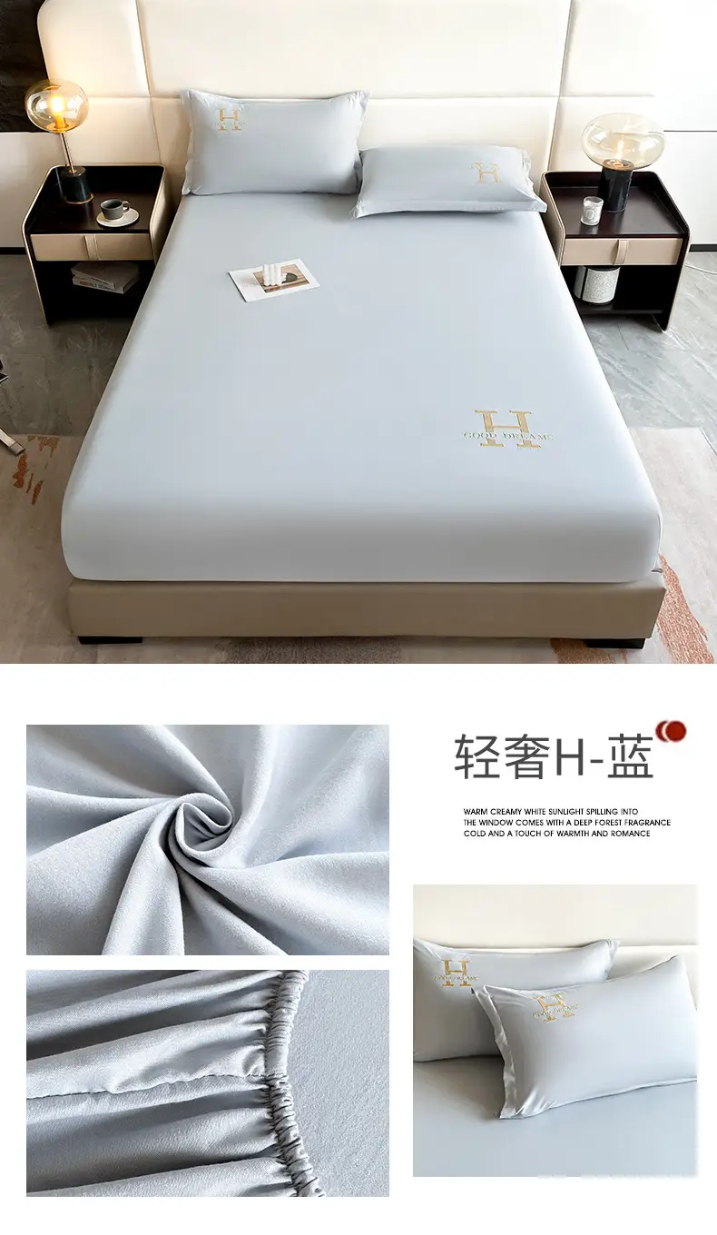 New Style Single-Layer Waterproof Cotton Mattress Cover, Light Luxury Solid Color Embroidered Mattress Protector, Urine Barrier, Washable, Exclusively for Cross-Border Supply — feature 23
