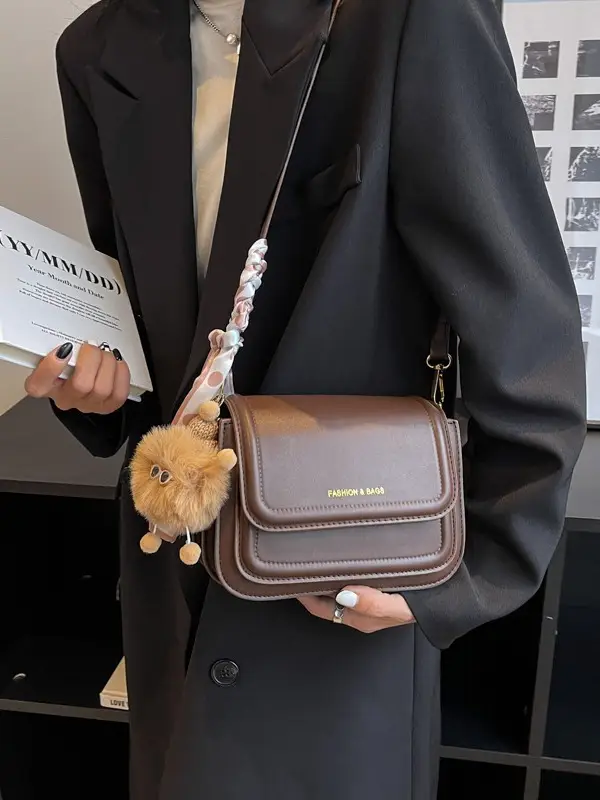 2024 Women's Crossbody Bag Brown Leather Small Square - Image 12