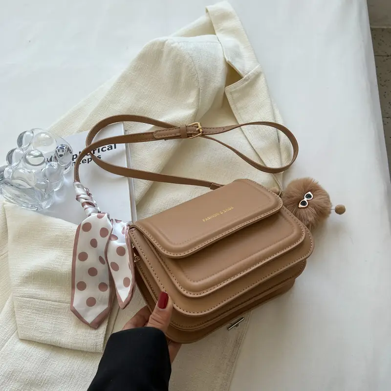 2024 Women's Crossbody Bag Brown Leather Small Square - Image 3