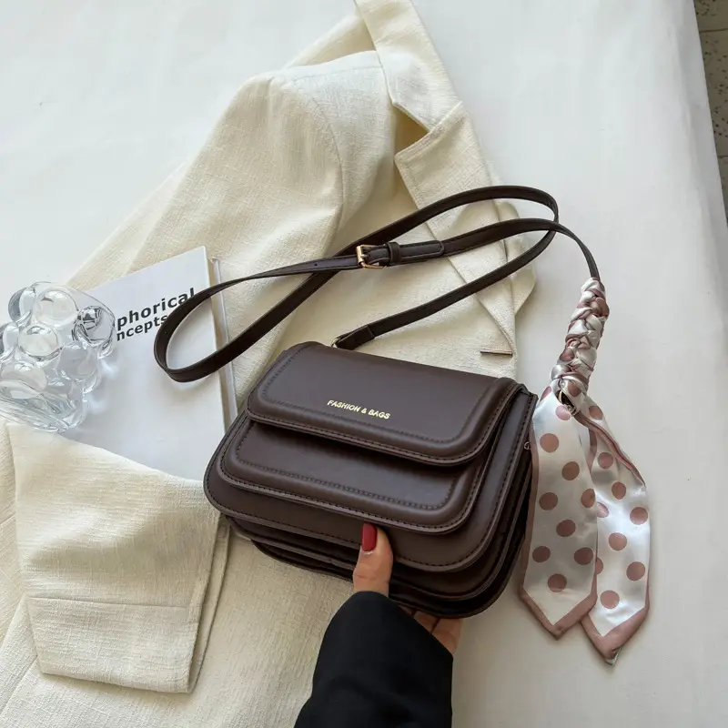 2024 Women's Crossbody Bag Brown Leather Small Square - Image 6