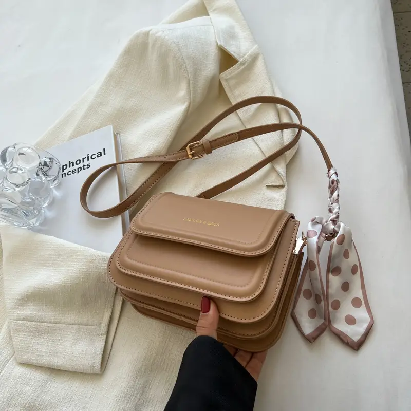 2024 Women's Crossbody Bag Brown Leather Small Square - Image 7