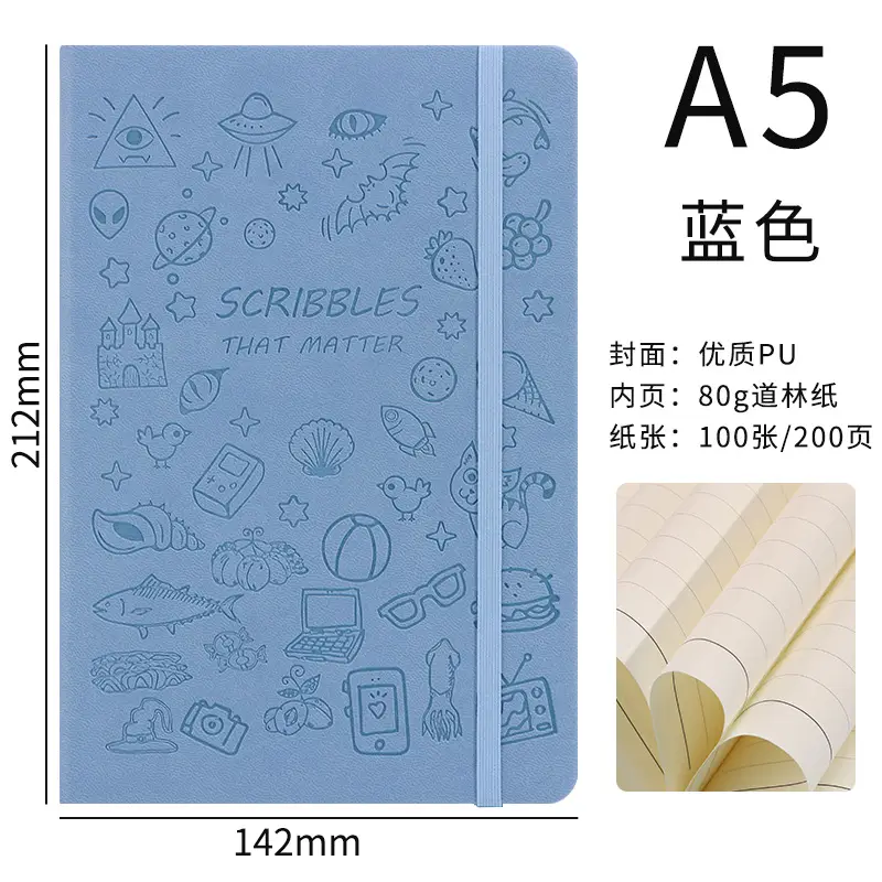 A5 Stamped Cartoon Notebook with Strap & Lock - Image 10