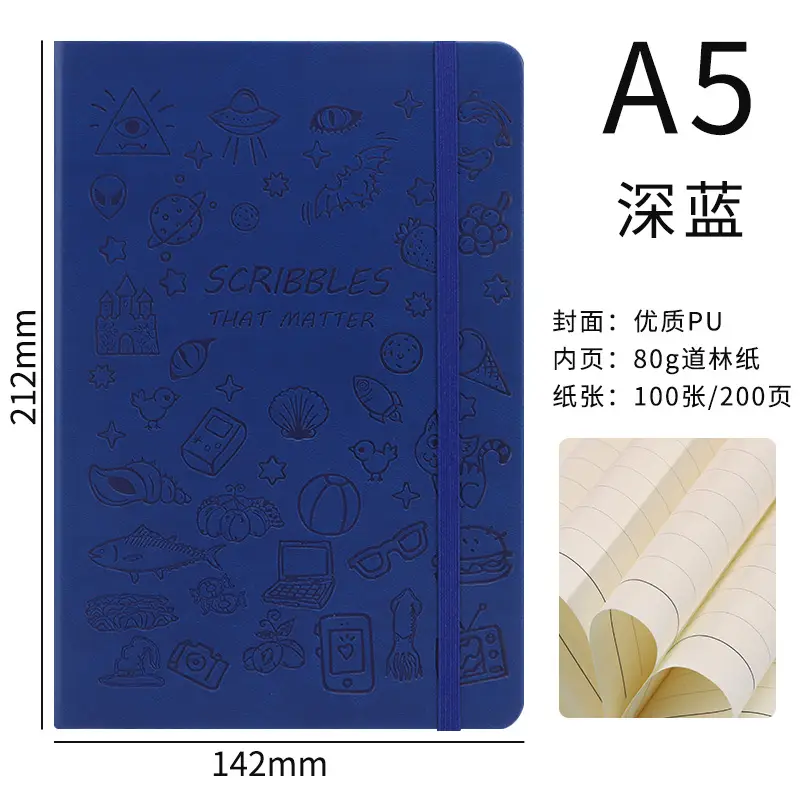A5 Stamped Cartoon Notebook with Strap & Lock - Image 12