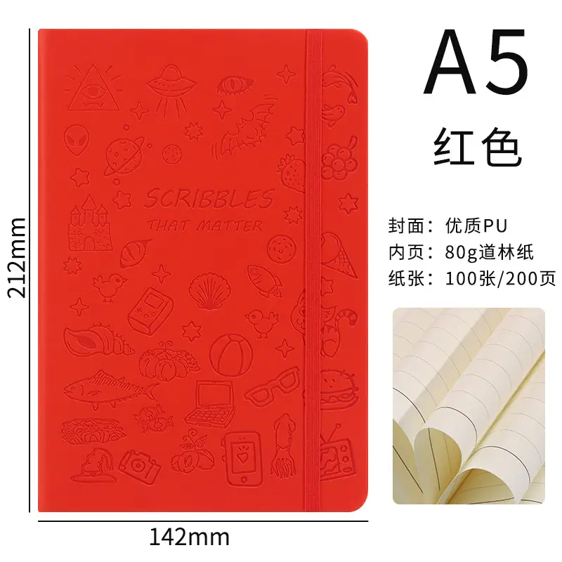 A5 Stamped Cartoon Notebook with Strap & Lock - Image 9