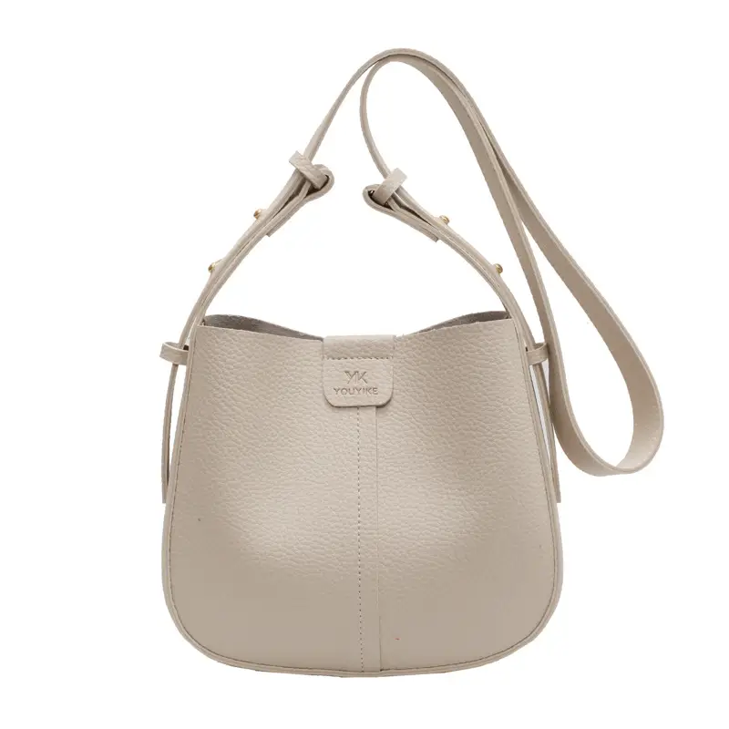 Women's Crossbody Bag Beige Leather Retro Commuter Style