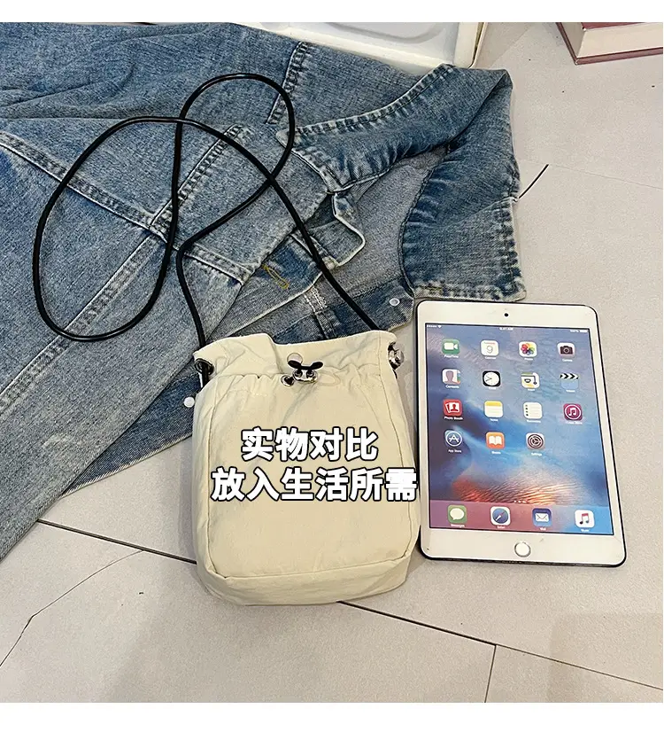 Women's Pink Drawstring Mini Phone Bag Canvas — feature 10