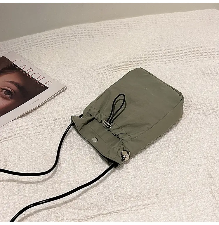 Women's Pink Drawstring Mini Phone Bag Canvas — feature 22