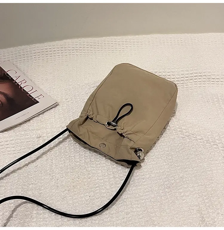 Women's Pink Drawstring Mini Phone Bag Canvas — feature 23