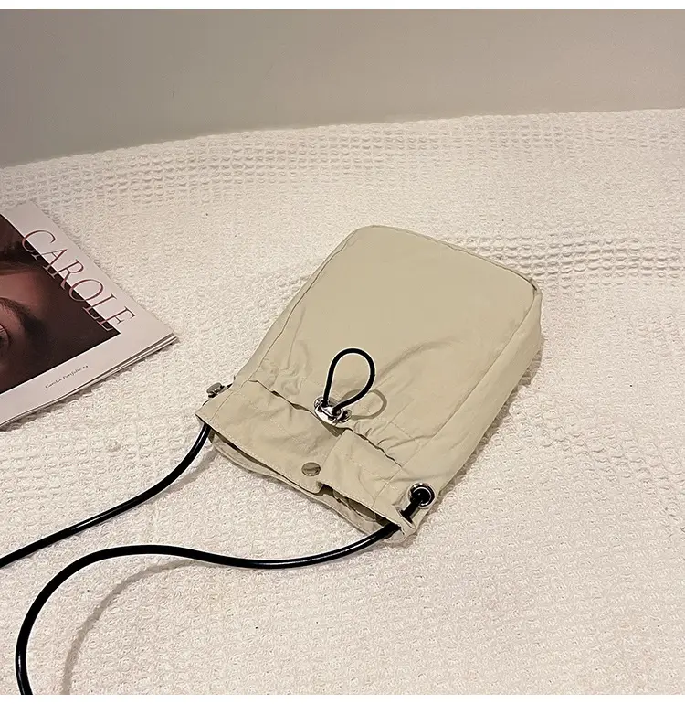 Women's Pink Drawstring Mini Phone Bag Canvas — feature 24