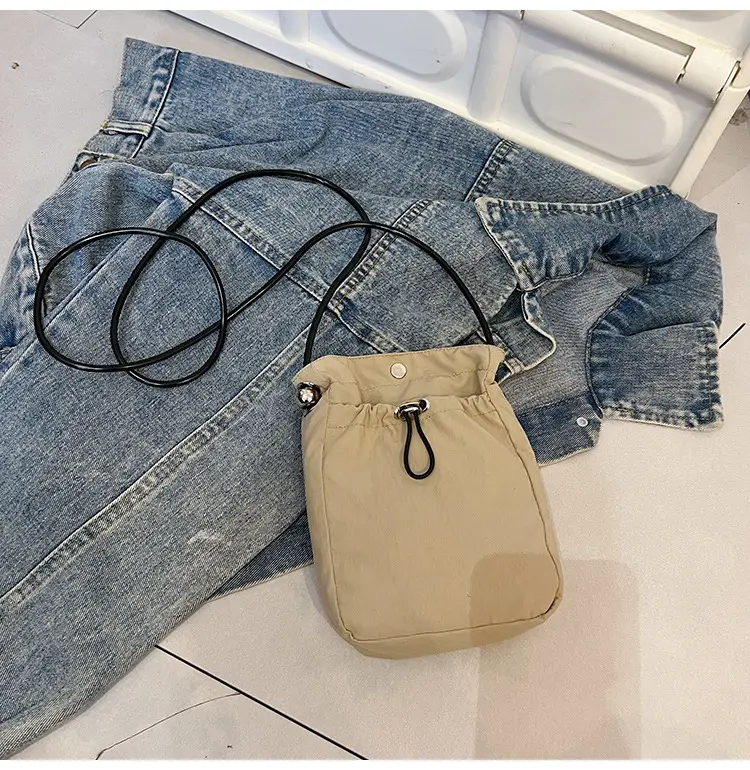 Women's Pink Drawstring Mini Phone Bag Canvas — feature 26