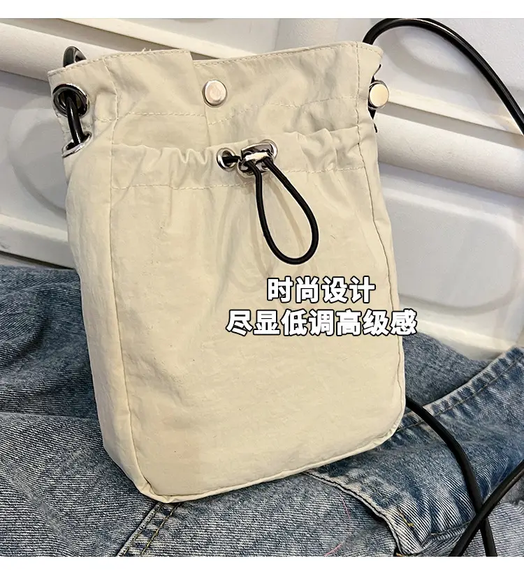 Women's Pink Drawstring Mini Phone Bag Canvas — feature 3