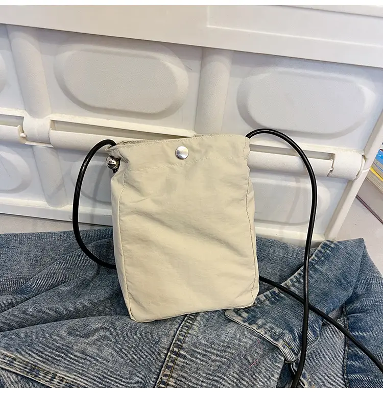 Women's Pink Drawstring Mini Phone Bag Canvas — feature 30
