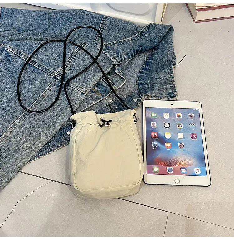 Women's Pink Drawstring Mini Phone Bag Canvas — feature 32