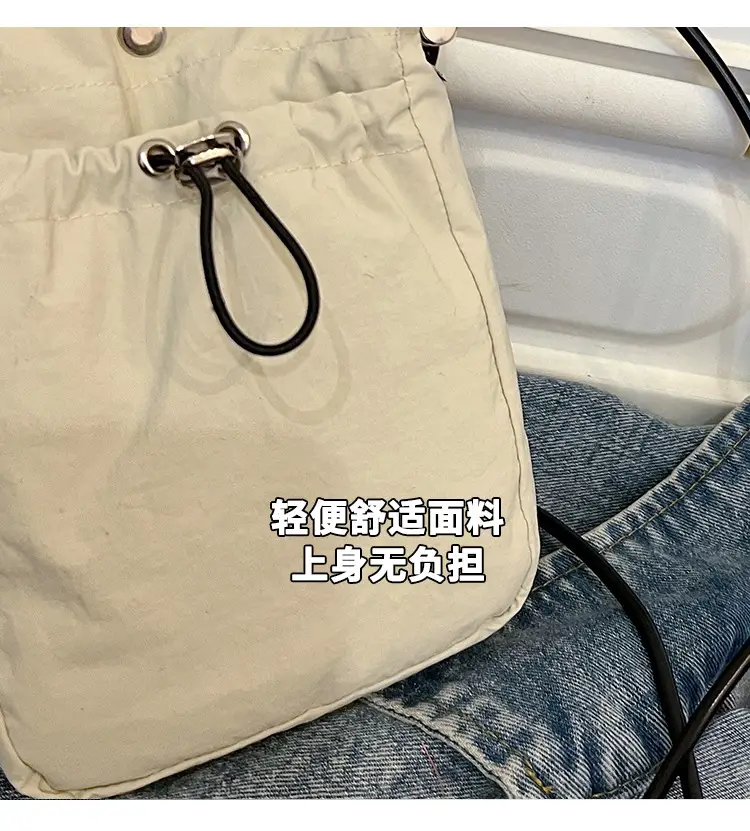 Women's Pink Drawstring Mini Phone Bag Canvas — feature 4