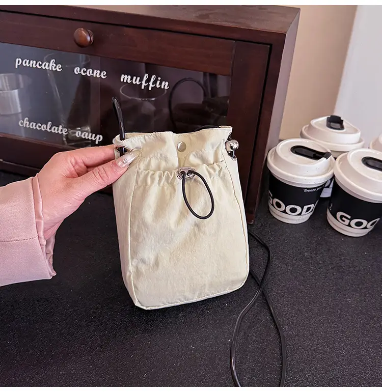 Women's Pink Drawstring Mini Phone Bag Canvas — feature 43